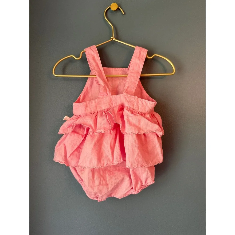 Vintage OshKosh Baby‎ Pink Ruffle Bubble Romper Sunsuit Size 6/9 Months